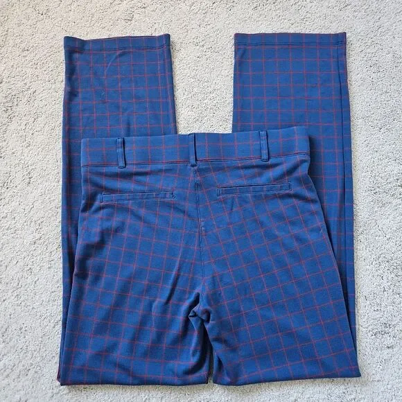 NWOT Betabrand | Tomato Windowpane Navy Blue Red Straight Pants, Womens Large - Picture 5 of 8